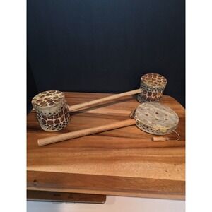 Vintage African Rattle Drum Double Sided Hand Percussion Rattle Made In Kenya